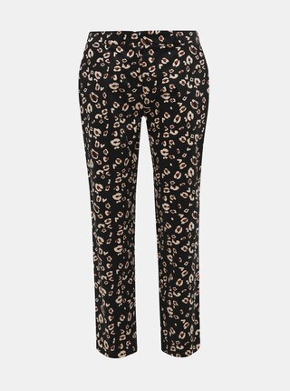 Čierne skrátené nohavice s leopardím vzorom Dorothy Perkins