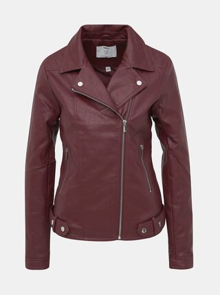 Vínová koženková bunda Dorothy Perkins Tall