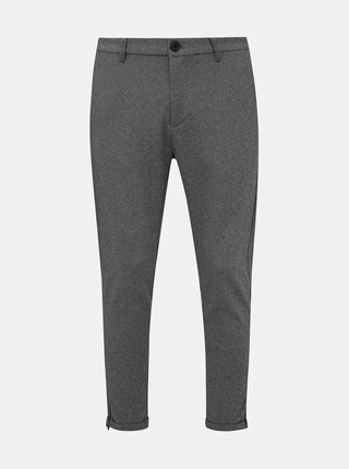 Šedé skrátené oblekové slim fit nohavice Lindbergh