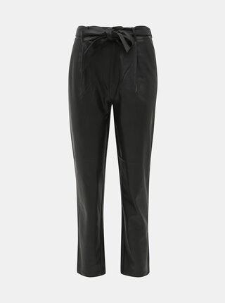 Černé koženkové kalhoty Dorothy Perkins