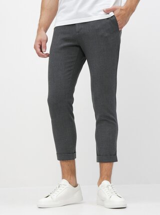 Tmavě šedé zkrácené chino kalhoty Casual Friday by Blend