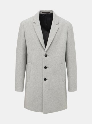Svetlošedý kabát s prímesou vlny Jack & Jones Moulder