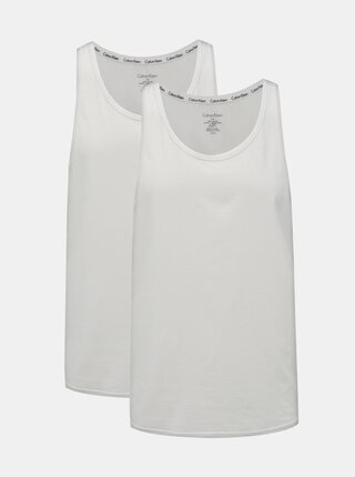 Sada dvoch bielych pánskych basic tielok Calvin Klein Underwear