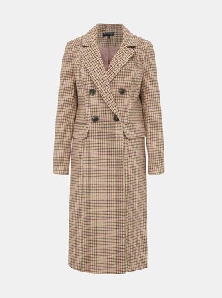Béžový kostkovaný kabát Miss Selfridge