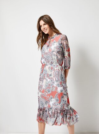 Červeno-šedé vzorované midišaty Dorothy Perkins
