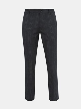Tmavě šedé kostkované chino kalhoty Selected Homme Storm