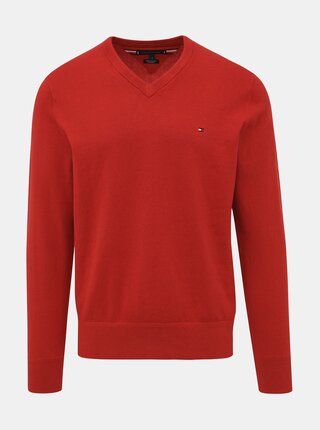 Červený pánsky basic sveter Tommy Hilfiger