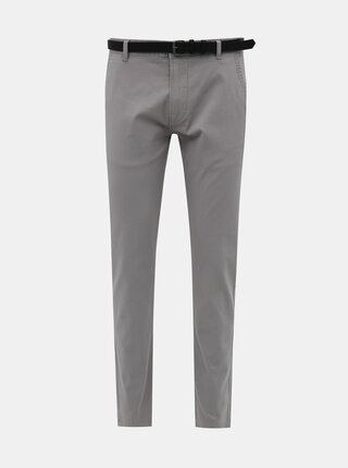 Šedé slim fit chino kalhoty Lindbergh