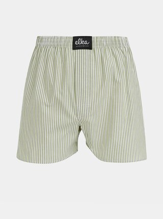 Bílo-zelené pánské pruhované trenýrky ELKA Underwear