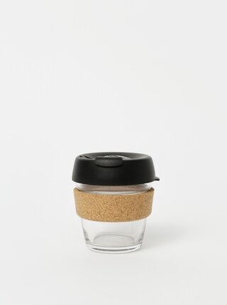 Černý skleněný cestovní hrnek KeepCup Brew Cork small 177 ml
