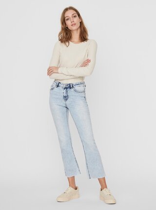 Krémové žebrované tričko AWARE by VERO MODA Ketti