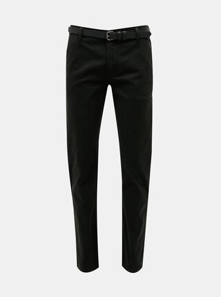 Pantaloni negri chino slim fit cu cordon Lindbergh