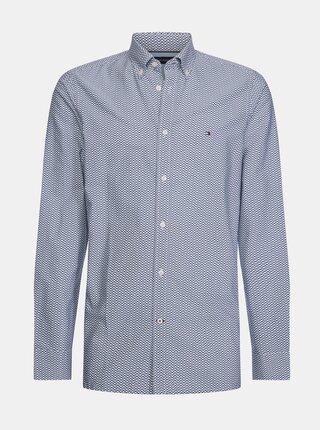 Modrá pánská slim fit košile s drobným vzorem Tommy Hilfiger