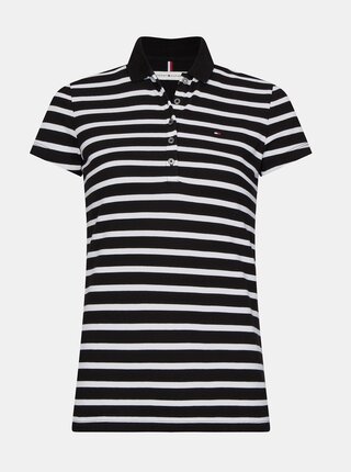 Bílo-černé dámské pruhované polo tričko Tommy Hilfiger