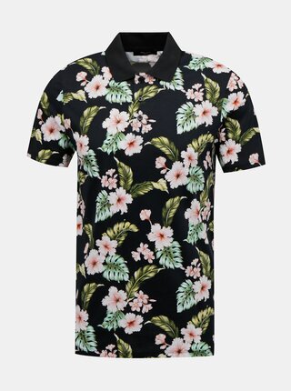 Čierna kvetovaná polokošeľa Jack & Jones Dale