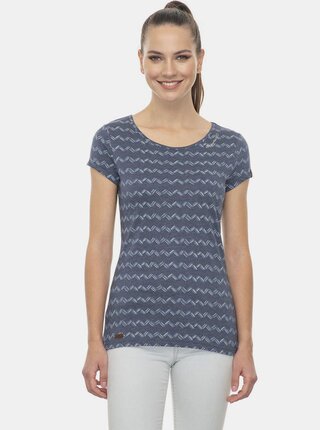 Tmavě modré dámské vzorované tričko Ragwear Zig Zag