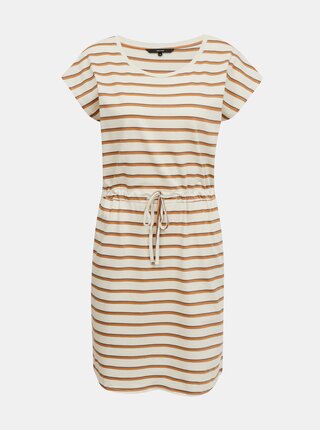 Krémové pruhované basic šaty VERO MODA April