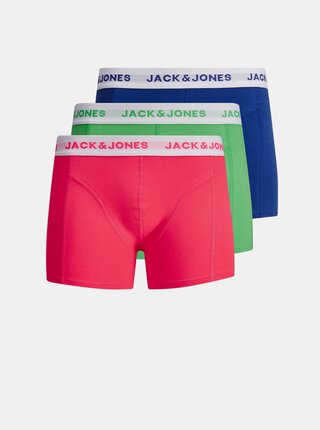Sada tří boxerek v zelené a modré barvě Jack & Jones Solid