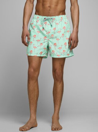 Světle zelené vzorované plavky Jack & Jones Aruba