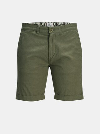 Kaki chino kraťasy s prímesou ľanu Jack & Jones