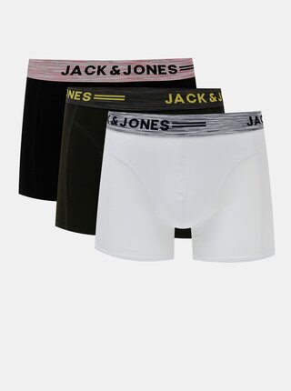 Sada troch boxeriek v čiernej a bielej farbe Jack & Jones Strip