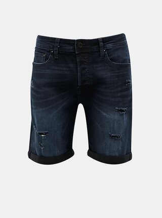 Tmavomodré rifľové kraťasy Jack & Jones Rick