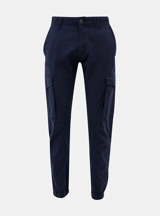 Tmavomodré nohavice s prímesou ľanu Jack & Jones Paul