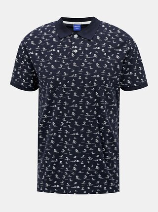 Tmavě modré vzorované polo tričko Jack & Jones Pedro