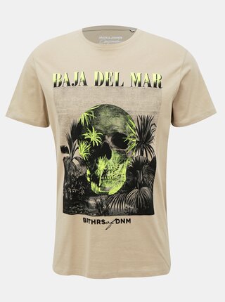 Béžové tričko Jack & Jones Baja
