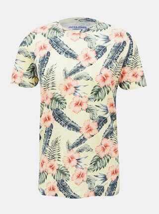 Žlté vzorované tričko Jack & Jones Reli