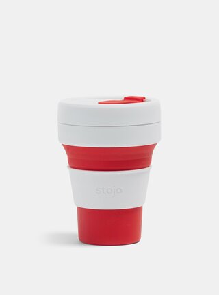 Bílo-červený cestovní skládací hrnek Stojo Pocket 355 ml