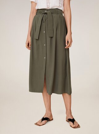 Khaki midi sukně Mango Bowie