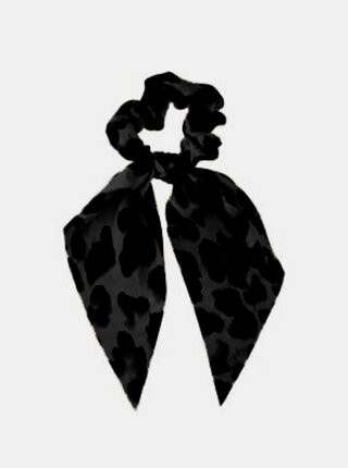 Černo-šedá gumička s leopardím vzorem Pieces Mascha