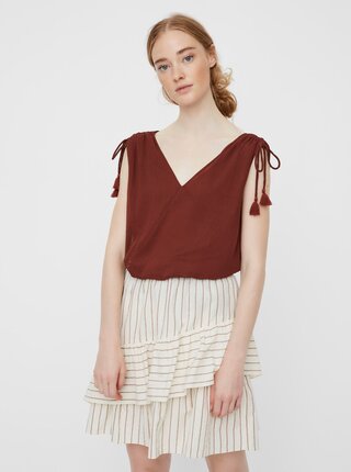 Hnědý volný top VERO MODA Penelope