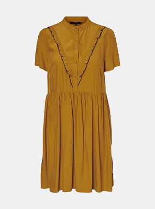Hořčicové volné šaty VERO MODA Vivian