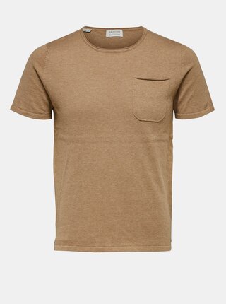 Béžové basic tričko Selected Homme