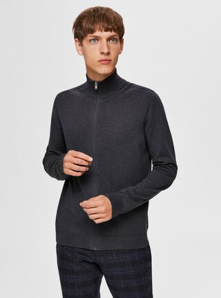 Tmavošedý sveter na zips Selected Homme