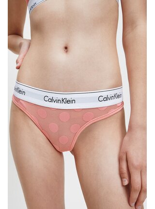 Calvin Klein růžová puntíkovaná tanga Thong