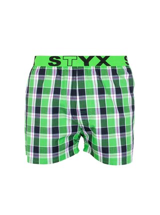 Styx zelené kostkované pánské trenýrky se sportovní gumou