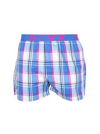 Styx barevné kostkované pánské trenýrky se sportovní gumou