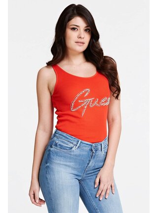 Guess červené tílko Front Logo Tank Top