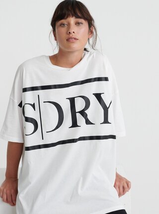 Bílé dámské oversize tričko s potiskem Superdry