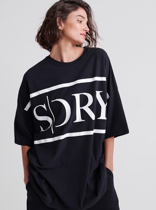 Čierne dámske oversize tričko s potlačou Superdry
