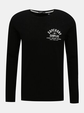 Černé pánské tričko s lampasem Superdry