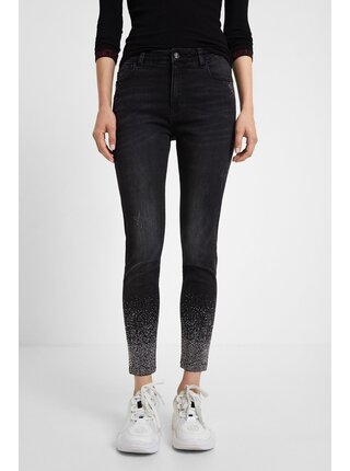 Desigual černé džíny Denim Nola s kamínky