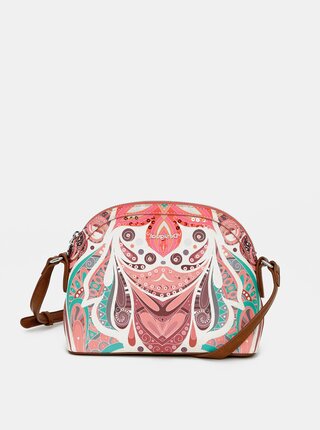 Růžová vzorovaná crossbody kabelka Desigual