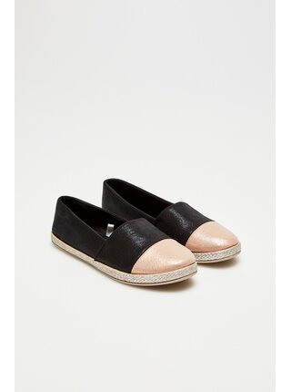 Moodo černo-béžové espadrilky s metalickým efektem
