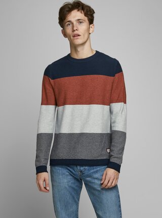Hnědo-šedý svetr Jack & Jones Flame