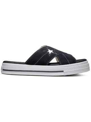 Converse černé kožené pantofle na platformě One Star Sandal Slip Black