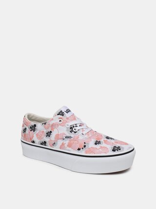 Růžovo-bílé dámské květované tenisky VANS